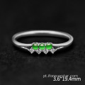 Sol cor verde -verde anel de noivado de jadeita gelada